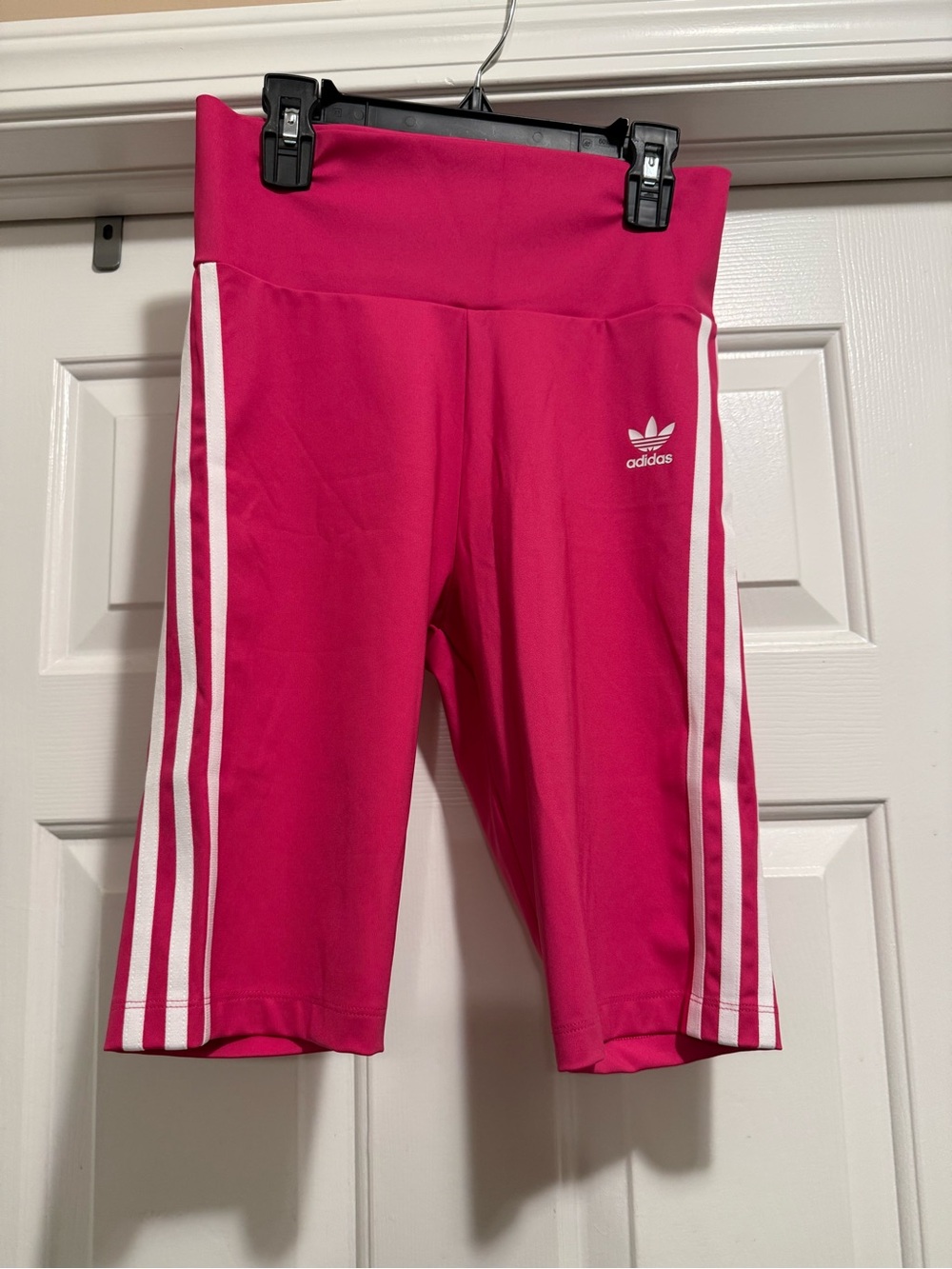 adidas Women’s High Waist Pink 3-Stripes Bike Shorts (Size: S)